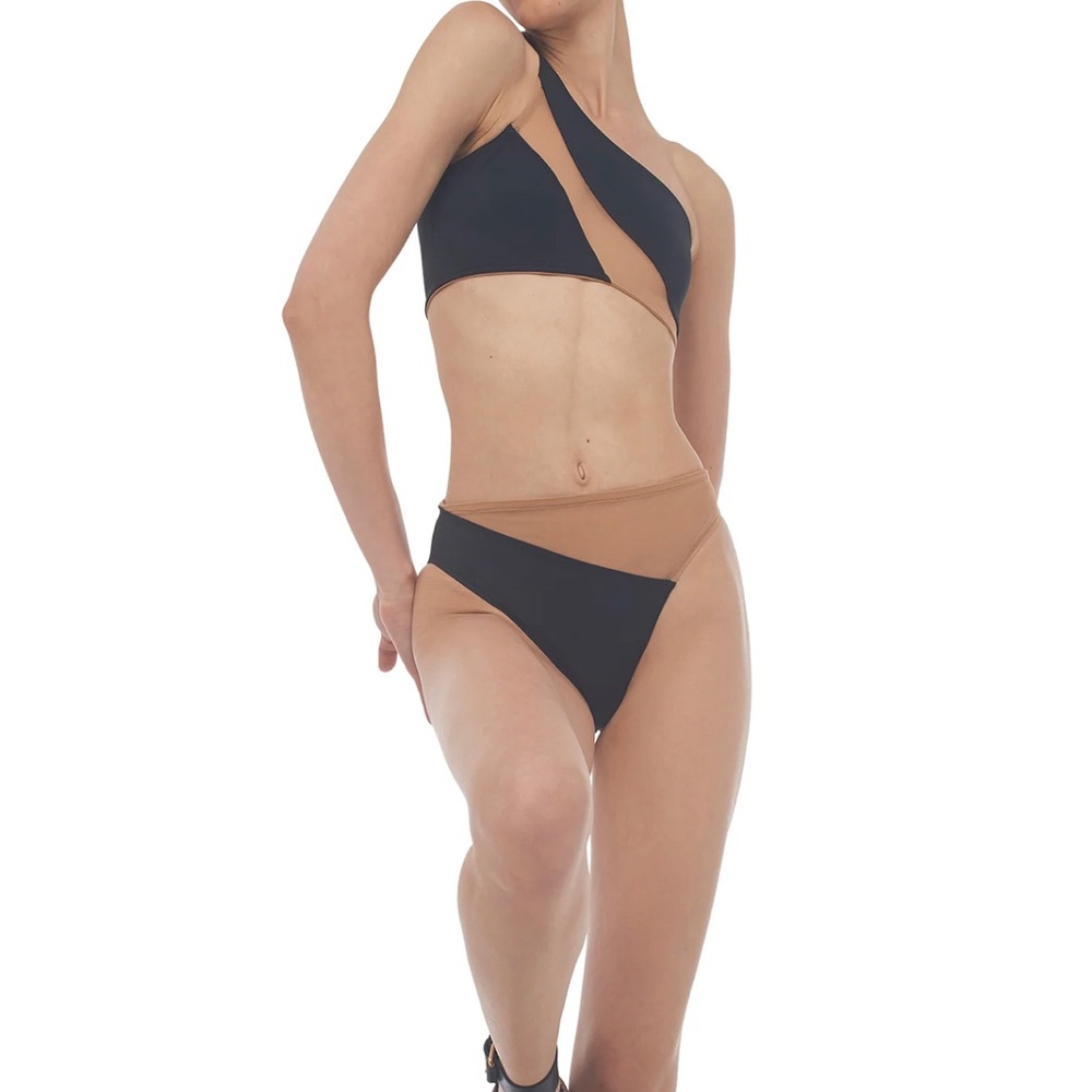 Beautiful Normal Kamali Bikini Bottom Black/Nude Snake Mesh BNWT Small S